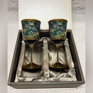 🍷 Eclectique Kaikai Vintage Japanese Elephant Ceramic Wine Glasses 2 ps